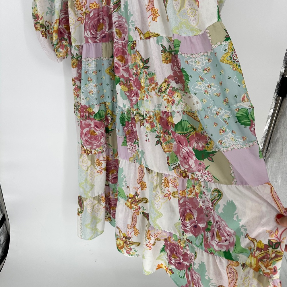 Eloquii Floral Patchwork Paisley Belted Maxi Dress Boho Botanical Women's 18 - Picture 7 of 7